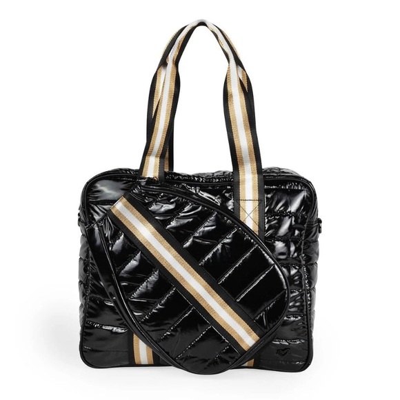 Prene Love Pickleball tennis Puffer Bag Stylish Black Quilted Tote - Picture 1 of 3